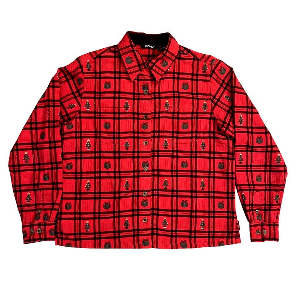 Christmas Flannel Button Up - Krazy Kat - Size Medium